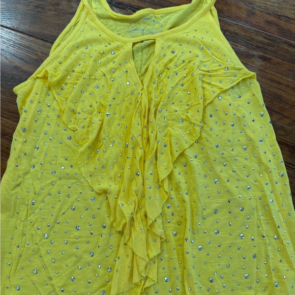 INC International Concepts Bright Yellow Rhinestone Tank Top - Picture 1 of 1